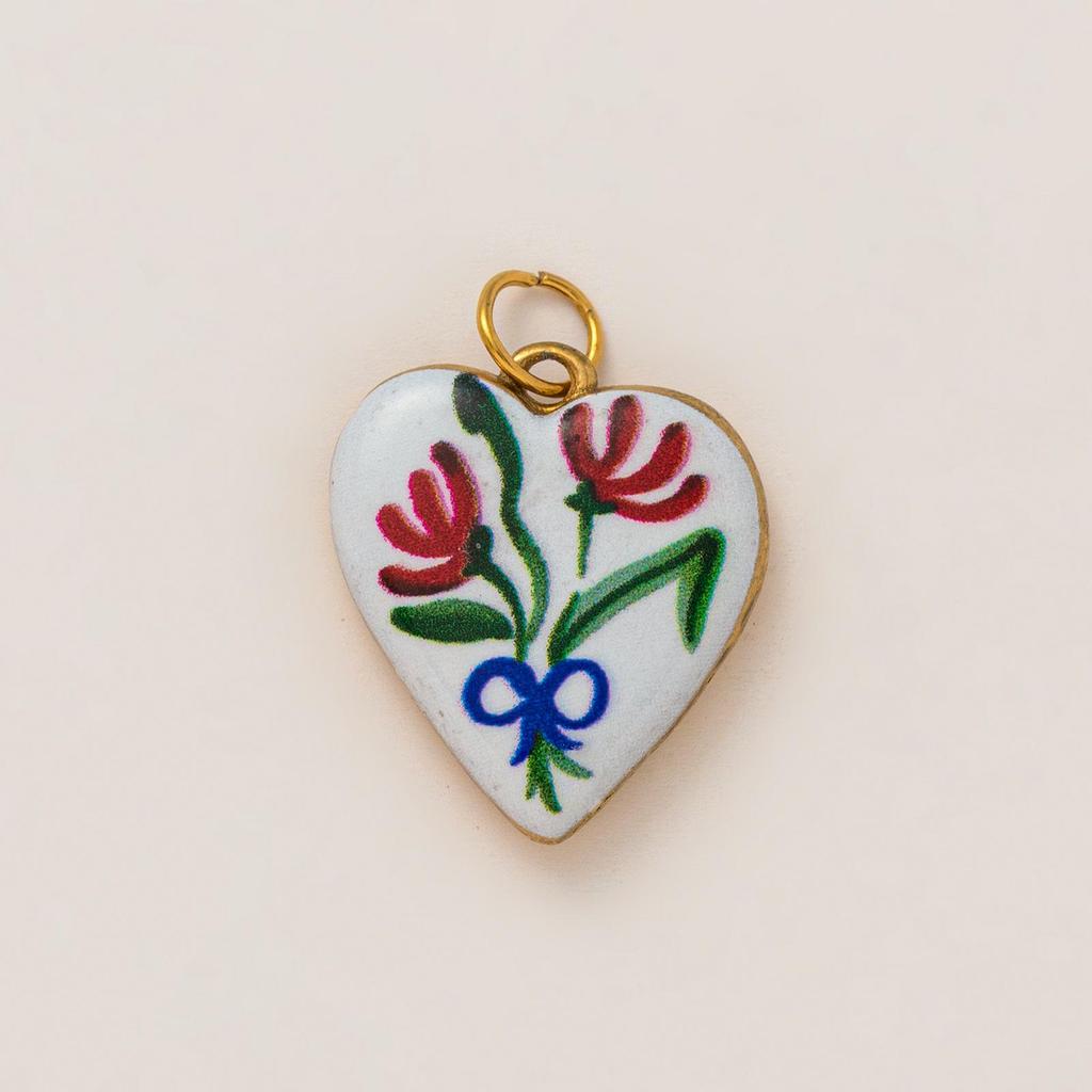 18K Gold Stainless Steel Heart Flower Pendant with Color Retention