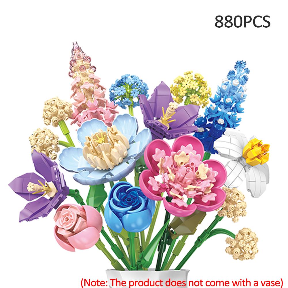 DIY Eternal Flower Bouquet Infinite Innovation Building Block Toys - Symbol of Love, Ideal Valentine's Day Gift for Girls