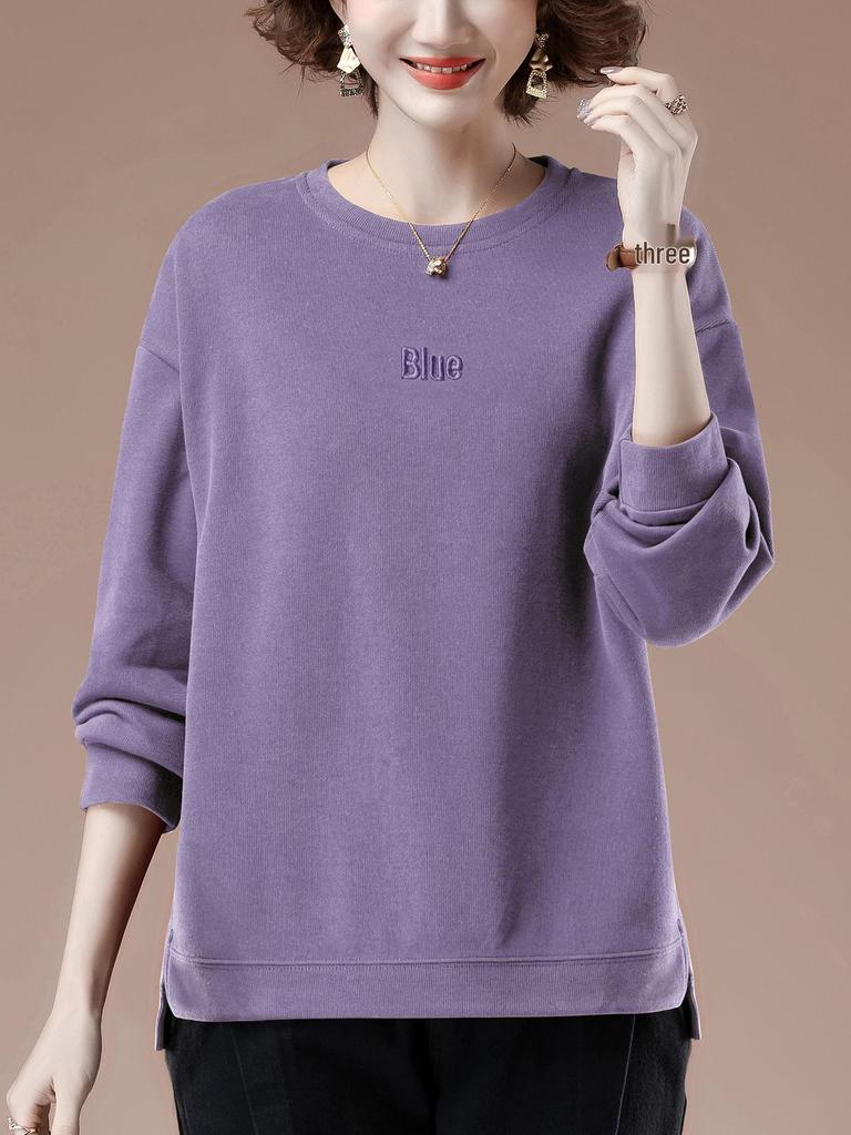 Women's Plus Size Round Neck Casual Top Jacket for Spring & Autumn