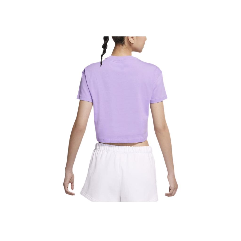 Nike Casual Solid Color Logo Short Sleeve Round Neck T-Shirt Women Tops Purple DA0324-563