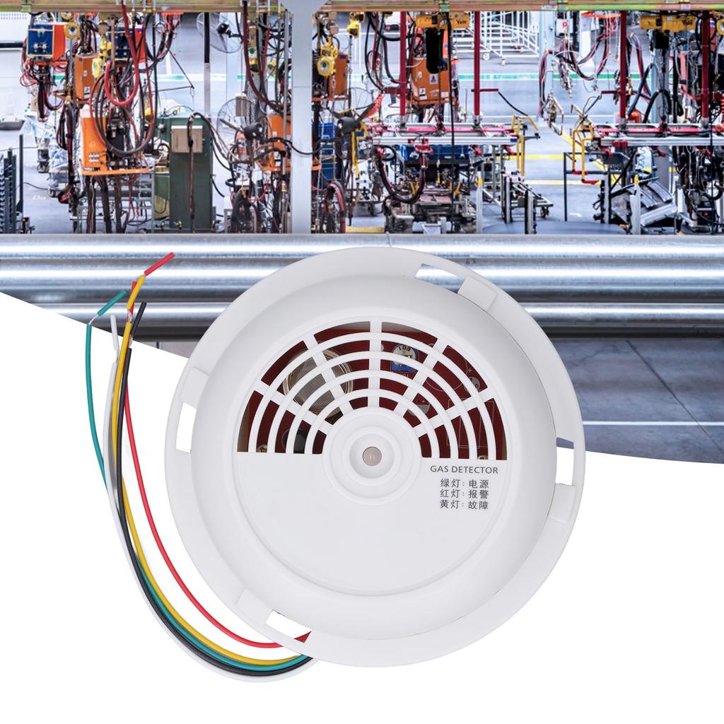 Natural Gas Detector ABS Ceiling Network Alert Sound and Light Alert Gas Alarm for Home Safe 12‑28V