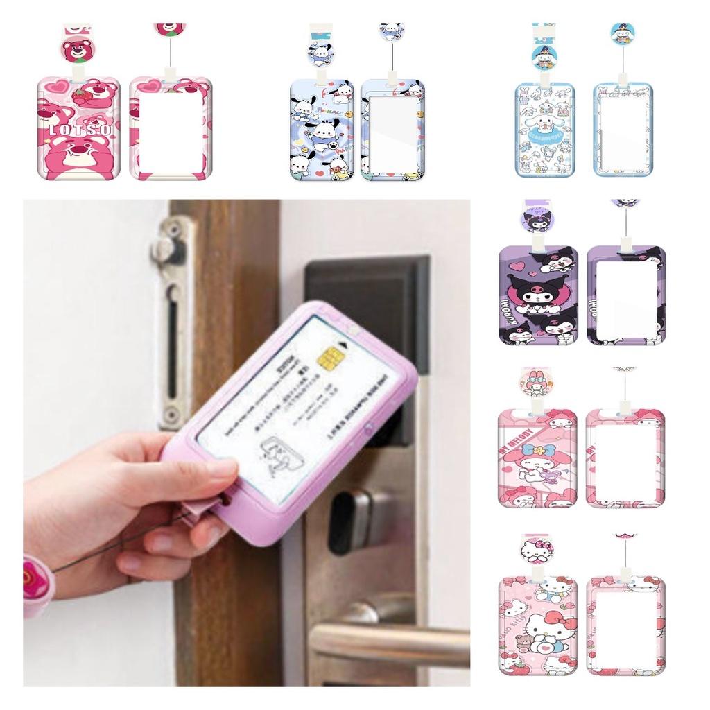Cute Cartoon Id Card Holder With Retractable Lanyard For Work, School, And Travel