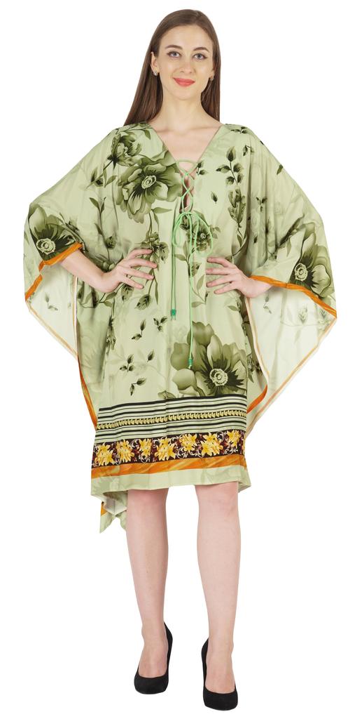 Moomaya Printed Short Turkish Kaftan For Women's Sexy Kaftan Evening Gown Beachwear