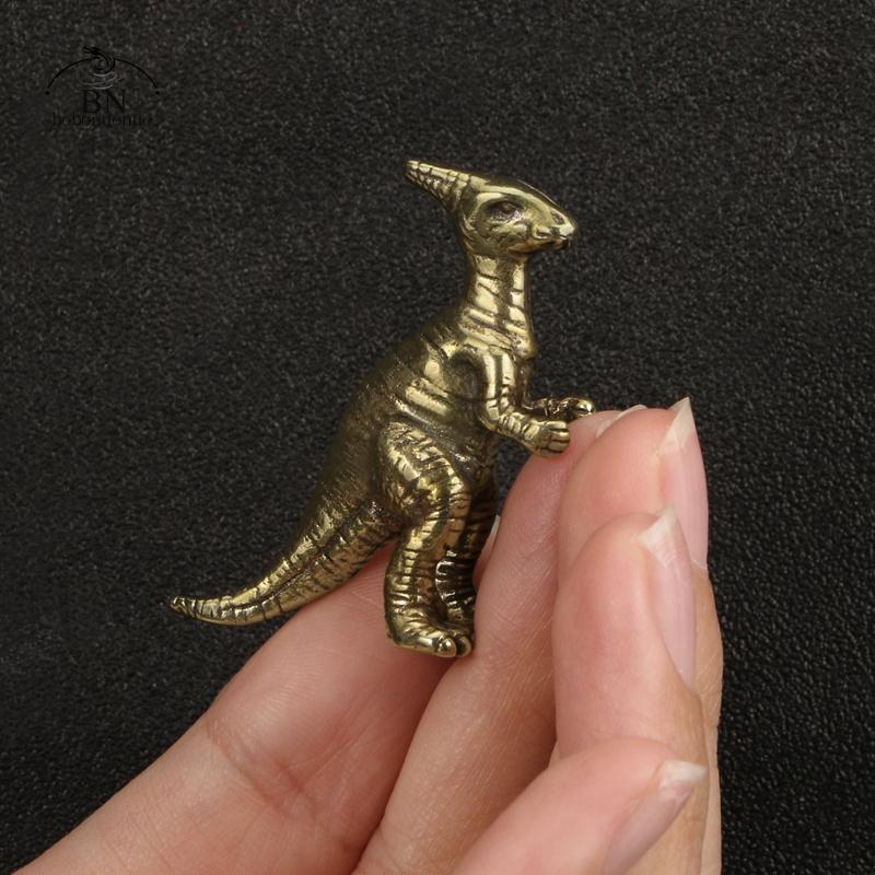 Copper Ancient Animal Parasaurolophus Statue Car Decoration Craft Home Decor Accessories Retro Brass Dinosaur Miniature Figure