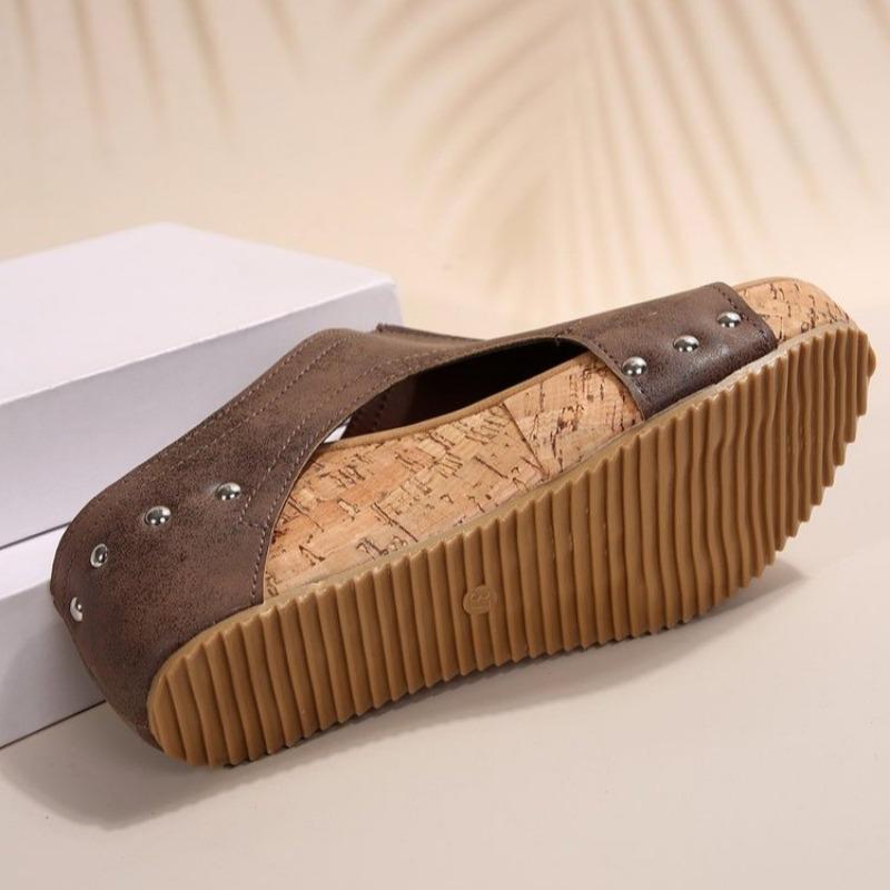 Klapki Damskie Rzymskie Odkryte Palce Sandały na Platformie Damskie Letnie Retro Odkryte Palce Koturny Casualowe Klapki Wsuwane Damskie