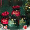 Christmas Velvet Gift Bags With Pearls Bells Drawstring Wrapping Bag For Storaging Candy Cookies