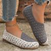 fashion New Women Round Toe Flat Shoes Solid Color Knitted Slip on Shoes Casual Breathable Ballet Flats Women Flat Shoes Loafers Women