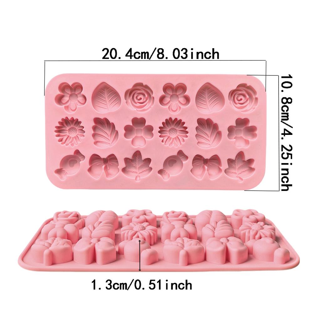 18 Hole Leaf, Flower Shaped DIY Non Stick Silicone Mold for Gummies, Chocolates, Candies