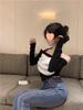 Autumn Chic Halterneck Mesh Patchwork One-Shoulder Top 