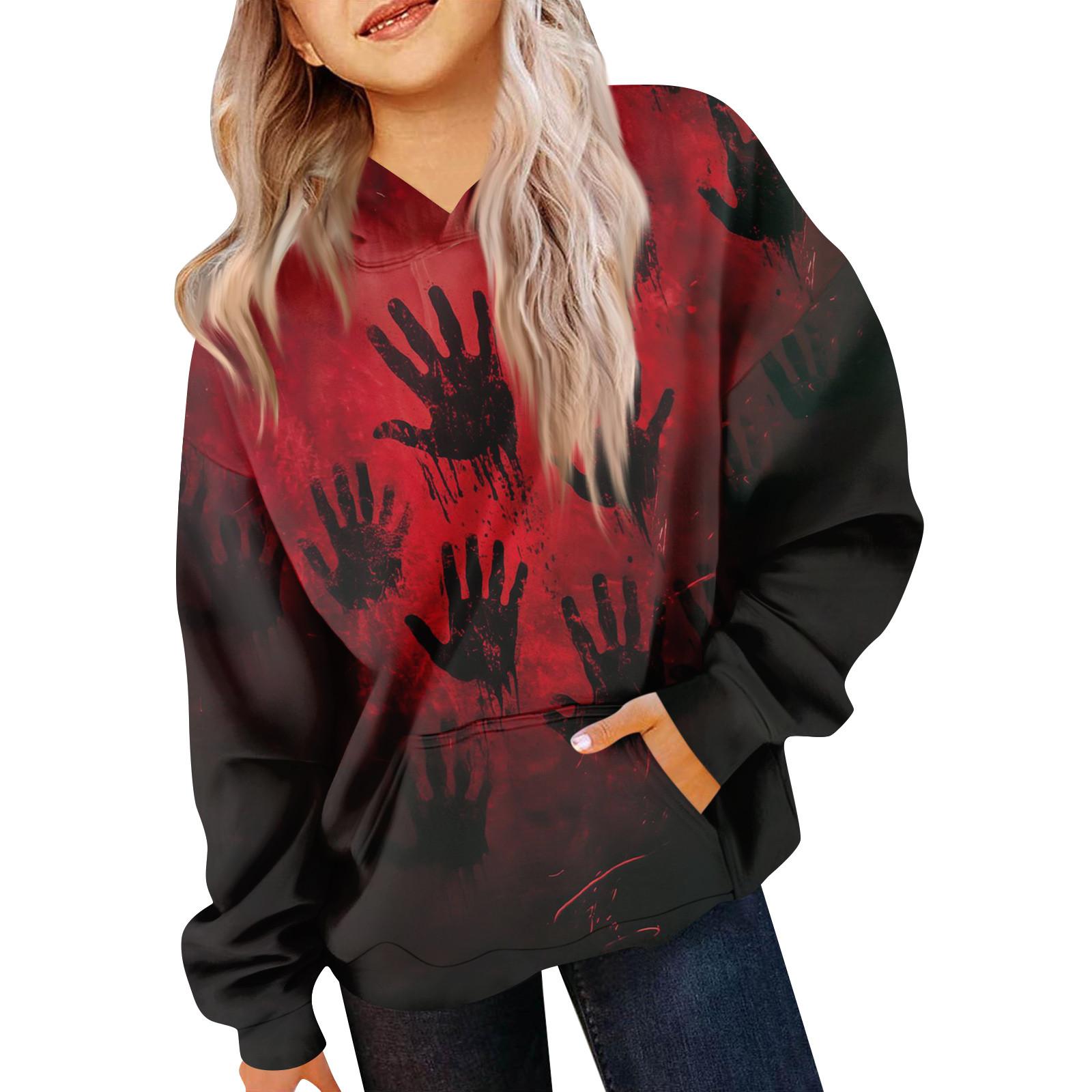 

Детская толстовка с длинным рукавом, повседневная толстовка с капюшоном, удобная, свободная, легкая детская толстовка 120 красный