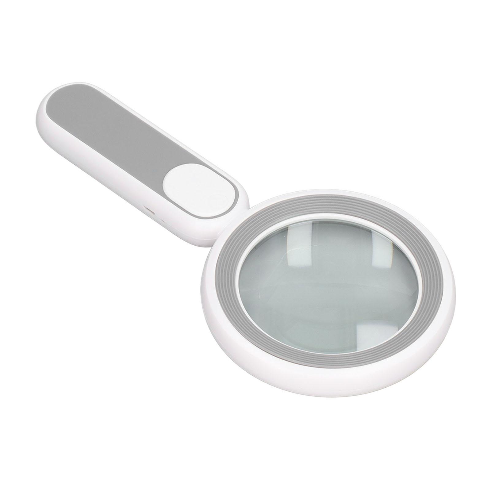 Lente d'ingrandimento portatile 20X Ingranditore ottico con 21 luci LED Ricarica USB Interruttore a sfioramento Grigio