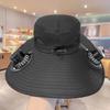 Men Sun Hat with Dual Power Supply Fan Design Three-Speed Wind Adjustable Wide Brim Fishing Hat Fishing Hiking Hat