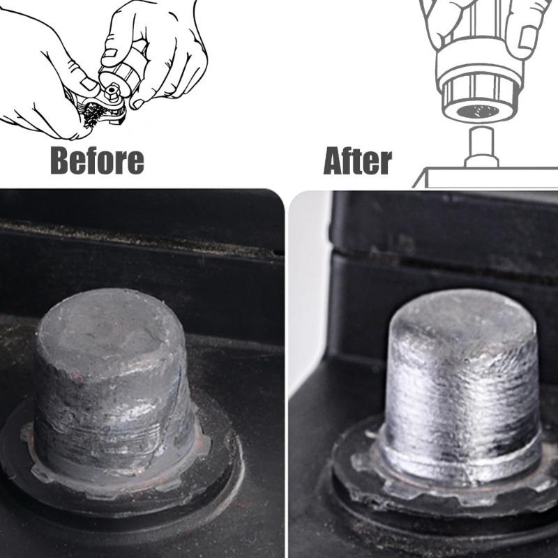 2 in 1 Battery Terminal Brush for Side & Top Car Battery Post Terminal Cleaner Dirt Corrosion Brushes Hand Tool.