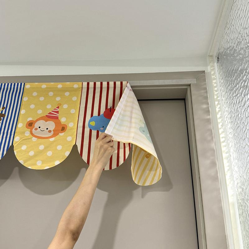 Animal Cartoon Door Curtain Self-Adhesive Partition Curtains Without Perforations For Bedrooms Privacy, Living Rooms, Bathrooms