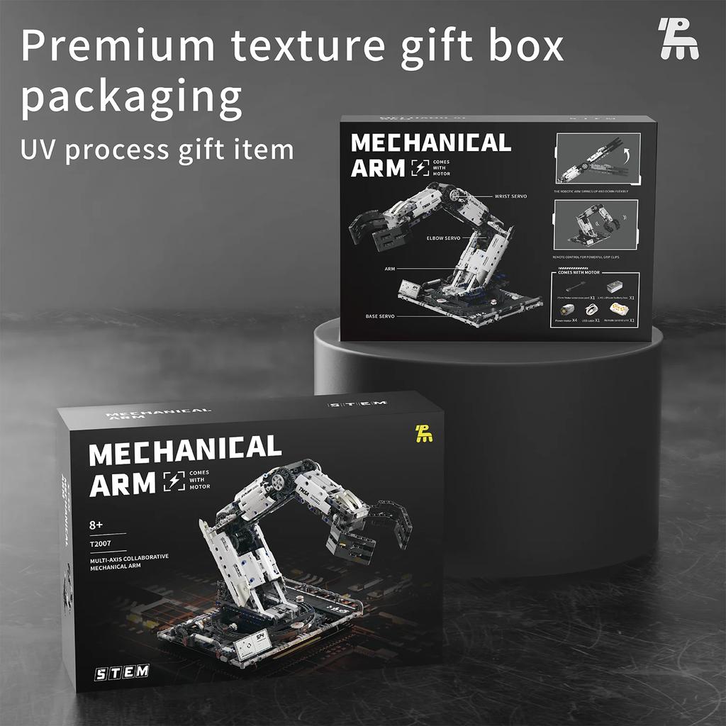 Non-Toxic 1029Pcs Robotic Arm Building Blocks Set Remote Mechanical Arm Model Bricks Desktop Decoration Diy Toys For Kids Holiday Gifts