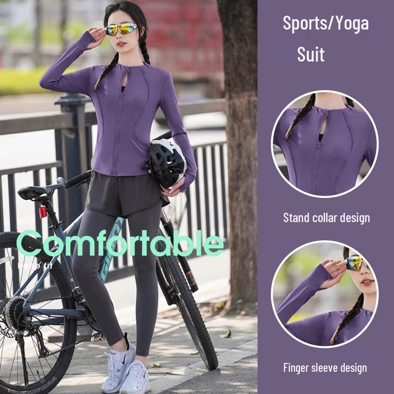 Women's Quick-Dry Long Sleeve Sports Set - Spring Fitness Cardigan for Outdoor Activities