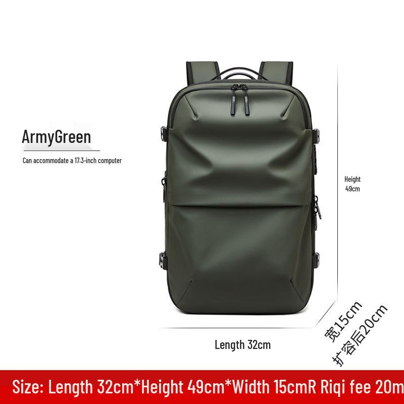 Ryggsäck för män med expanderbar stor kapacitet och vakuumkompression med en knapp för affärer, resor och pendling