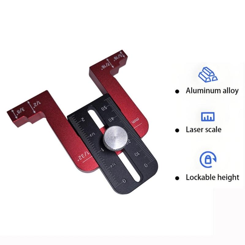 Adjustable Measuring Tool For Woodworking Projects Aluminum Height Depth Gauge Ruler for Routers Rustproof