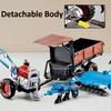 1:24 Agricultural Walking Tractor Toy Model Sound Light Alloy Diecast Retro Variable Engineering Vehicles Collection Gifts
