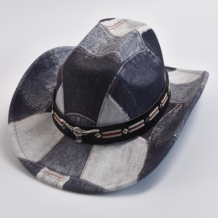 

Vintage Western Cowboy Hat For Men s 8CM Wide Brim Gentleman Jazz Hats Panama Cowgirl Sombrero Hombre Caps 57-58CM
