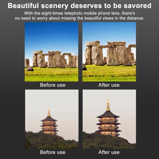 8X Objektiv fotoaparátu telefonu s klipem Lehký Snímání fotografií a videa Mobilní telefon Externí fotoaparát Nástavec objektivu s dlouhým ohniskem Příslušenství k telefonu