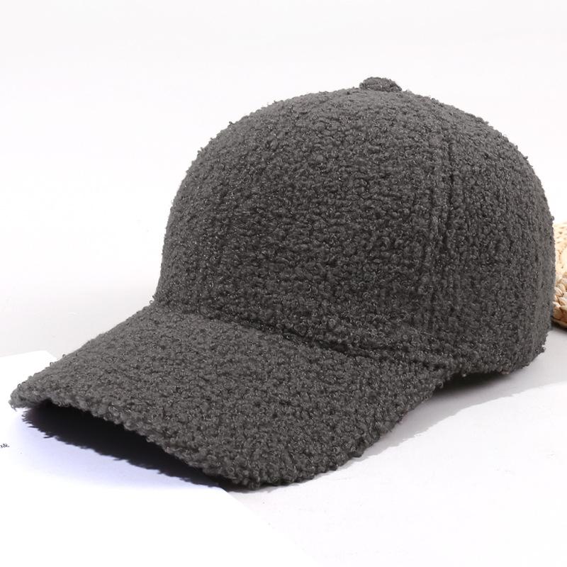 Women'S Lamb Fur Hats Warm Plush Baseball Cap Korean Version