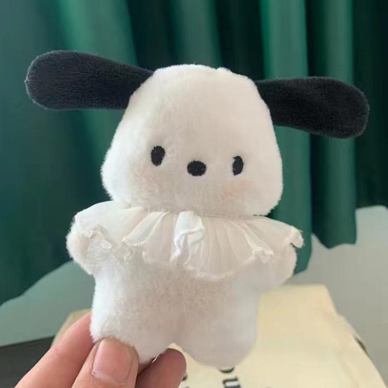 Kawaii Sanrioed Anime Cartoon Series Pochacco Cute Soft Plush Keychain
