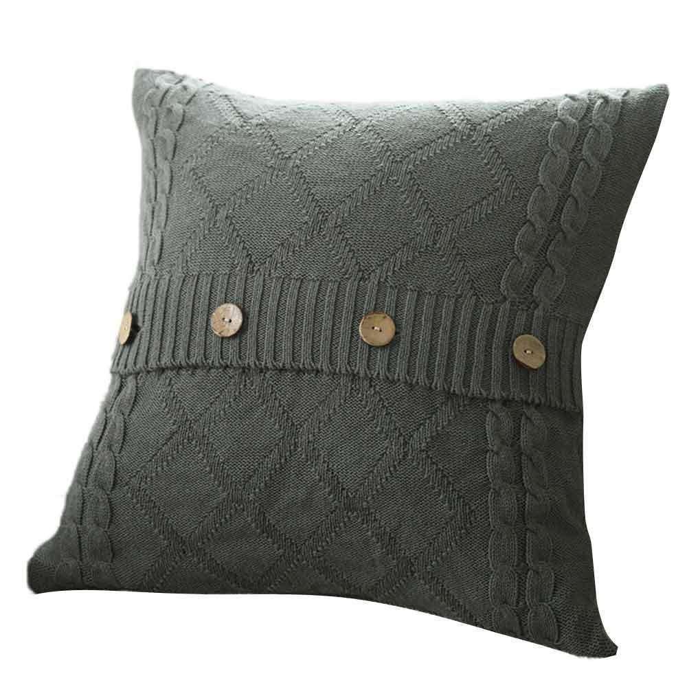 Knitting Button Fashion Throw Pillow Cases Cafe Sofa Cushion Cover Home Decor