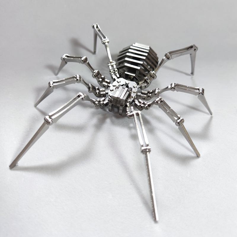 3D Spider Stainless Steel Assembly Ornament with Light Manual Assembly Birthday Gift High-quality Gift Toy