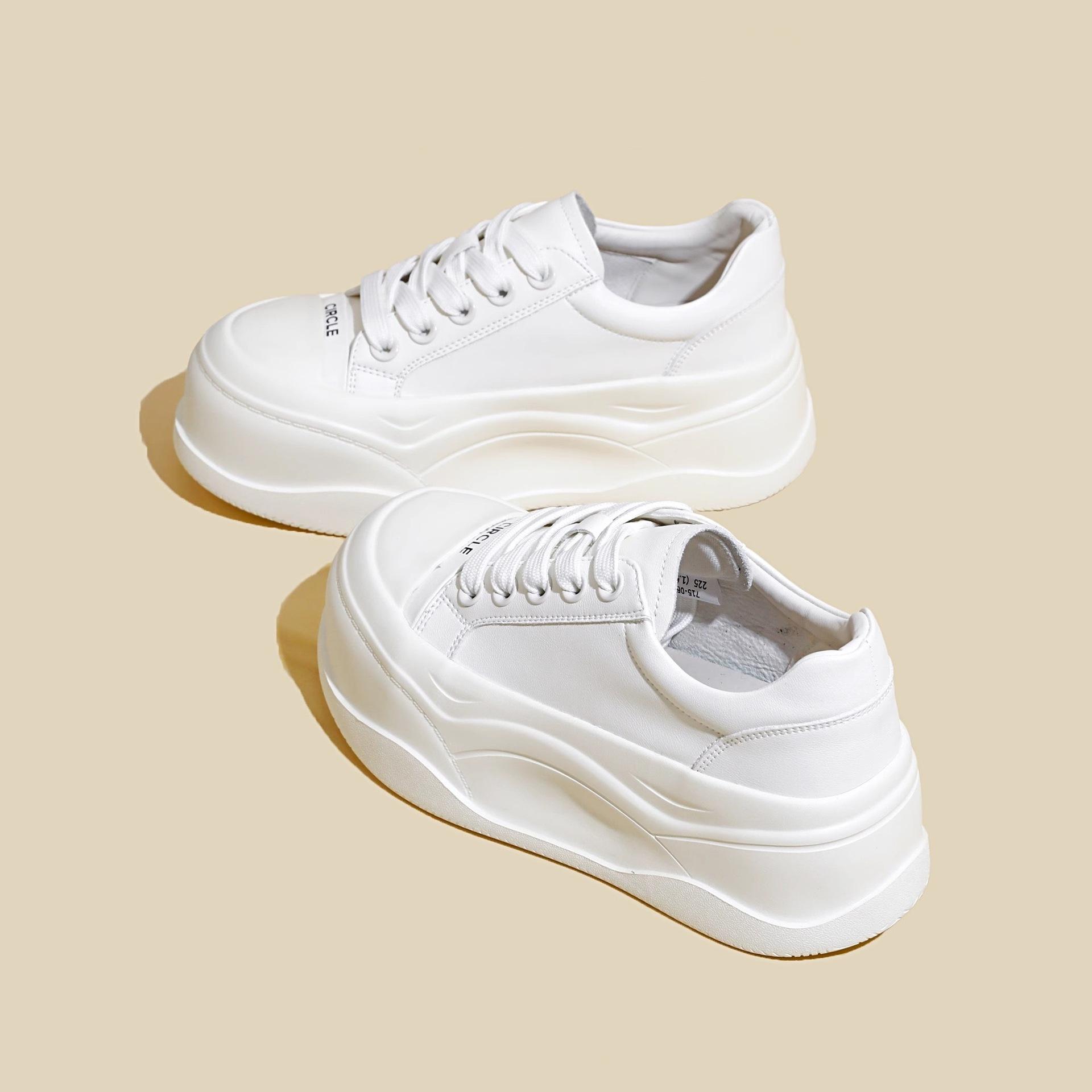 

Gu Yunshu европейские уродливые милые большие белые туфли женские 2025 весна новые толстые подошвы усиливающие нишу универсальные макеты 35 белый