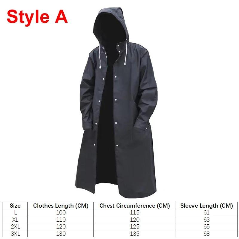 

Мужские куртки для пешего туризма, черный плащ с капюшоном, модный водонепроницаемый длинный плащ для взрослых, для езды на велосипеде, мотоцикле, велоспорта, рыбалки 2XL
