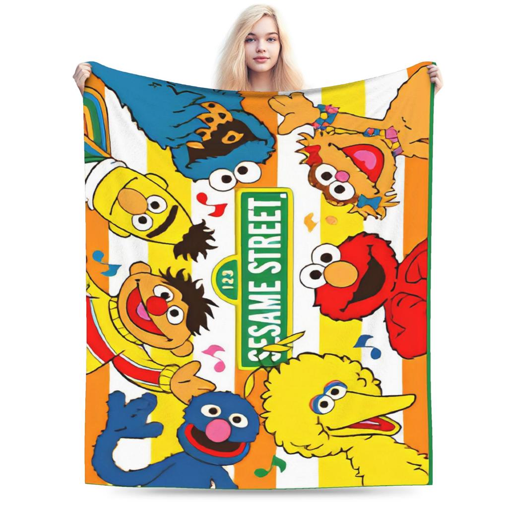 Red Dancing Elmo Pattern Sesame Street Wool Blankets  Novelty Throw Blankets for  Sofa Bedding Lounge 125*100cm Bedspread