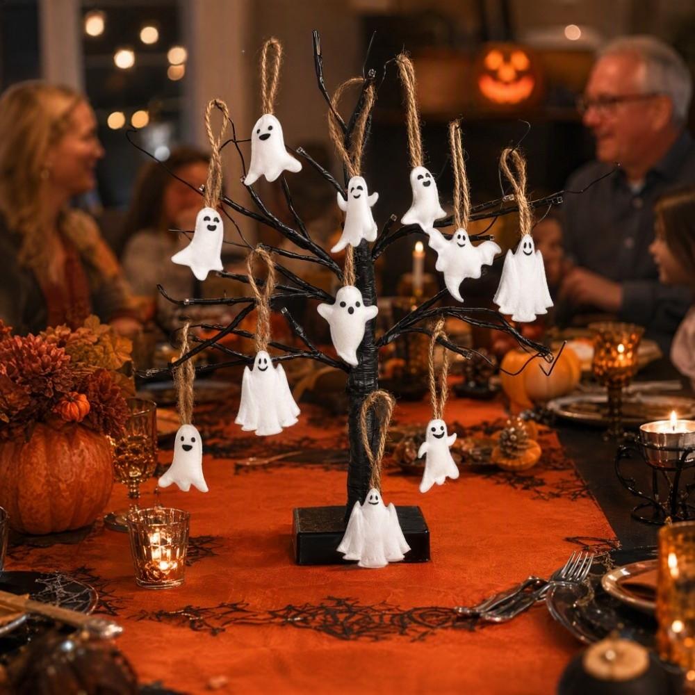 24PCS Ghost Venue Layout Halloween Ornament Hangable Ghost Felt Pendant for Car Interior Ornament