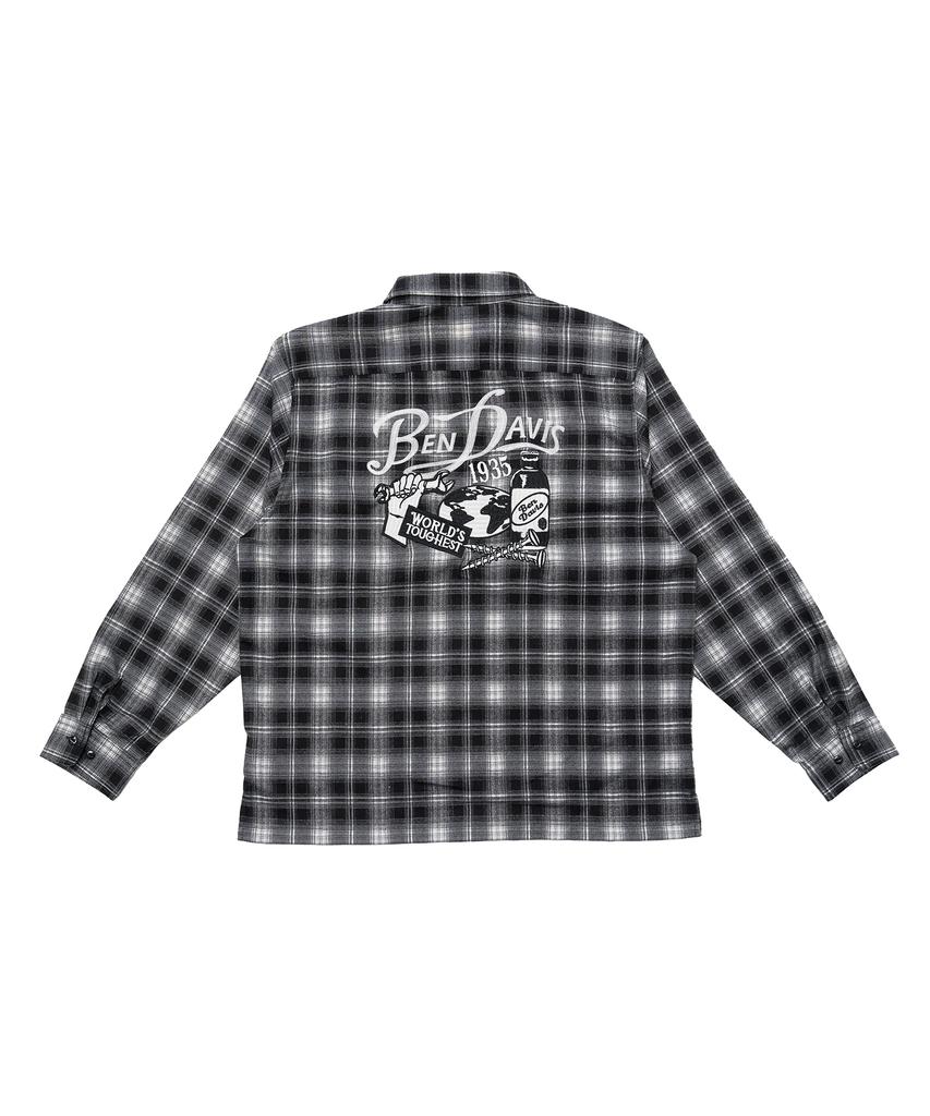 BEN DAVIS White Label Embroidered Plaid Shirt Brick