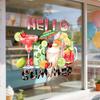 Hello Summer Window Clings Hawaiian Tropical Theme Static PVC Glass Sticker for Beach Pool Party Home Glass Doors Windows