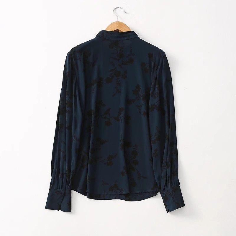 Export Export New Chinese National Style Rayon Print Shirt Tops 2025 Stand Collar Loose Women's Long-Sleeved Shirt
