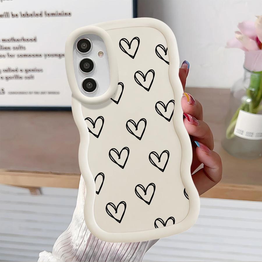 Case for Samsung Galaxy A14 A13 A15 A12 A16 A52 A21s A11 Soft Phone Cover A23 A05 A53 A04 A06 A33 A22 A03 Cartoon Flower Love