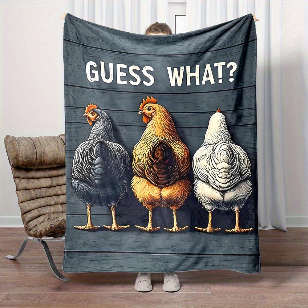 

Personalized Chicken Blanket Name Funny Art Soft Fleece Throw Gift Home Decor Farm Theme 75x100cm