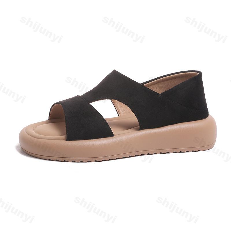 Fashion 2025 Summer Thick Bottom Casual Sandals for Women's Comfortable Fashion Open Toes Low Heel Lightweight Outdoor Beach Cool Shoes