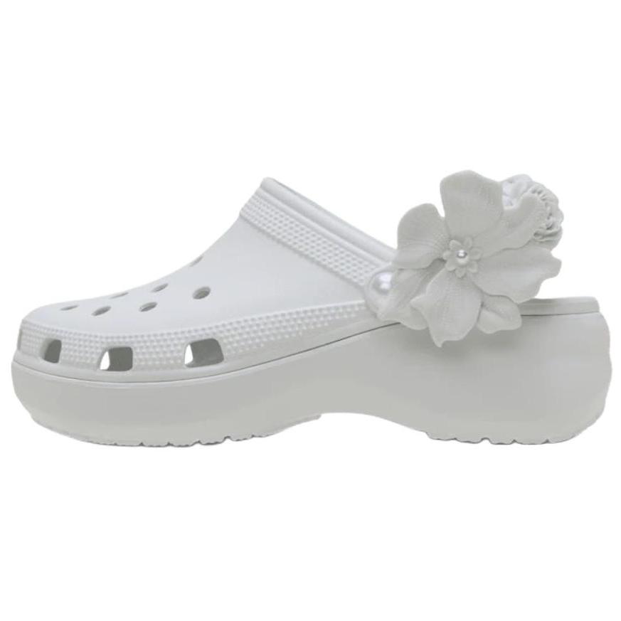 Crocs Classic Platform Bouquet Clog Plastic Trendy Hole Shoes Women's White
