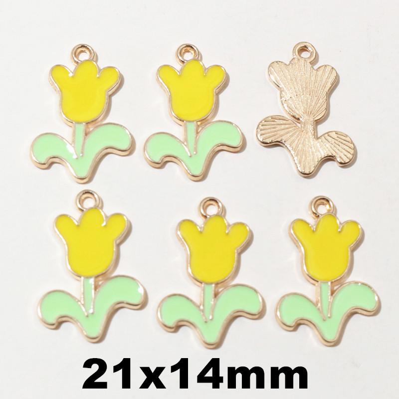 20pcs 17x14mm Flower Charms Pendant Enamel Alloy Small Cute Flower Charms DIY Jewelry Accessories Findings for Necklace Earrings