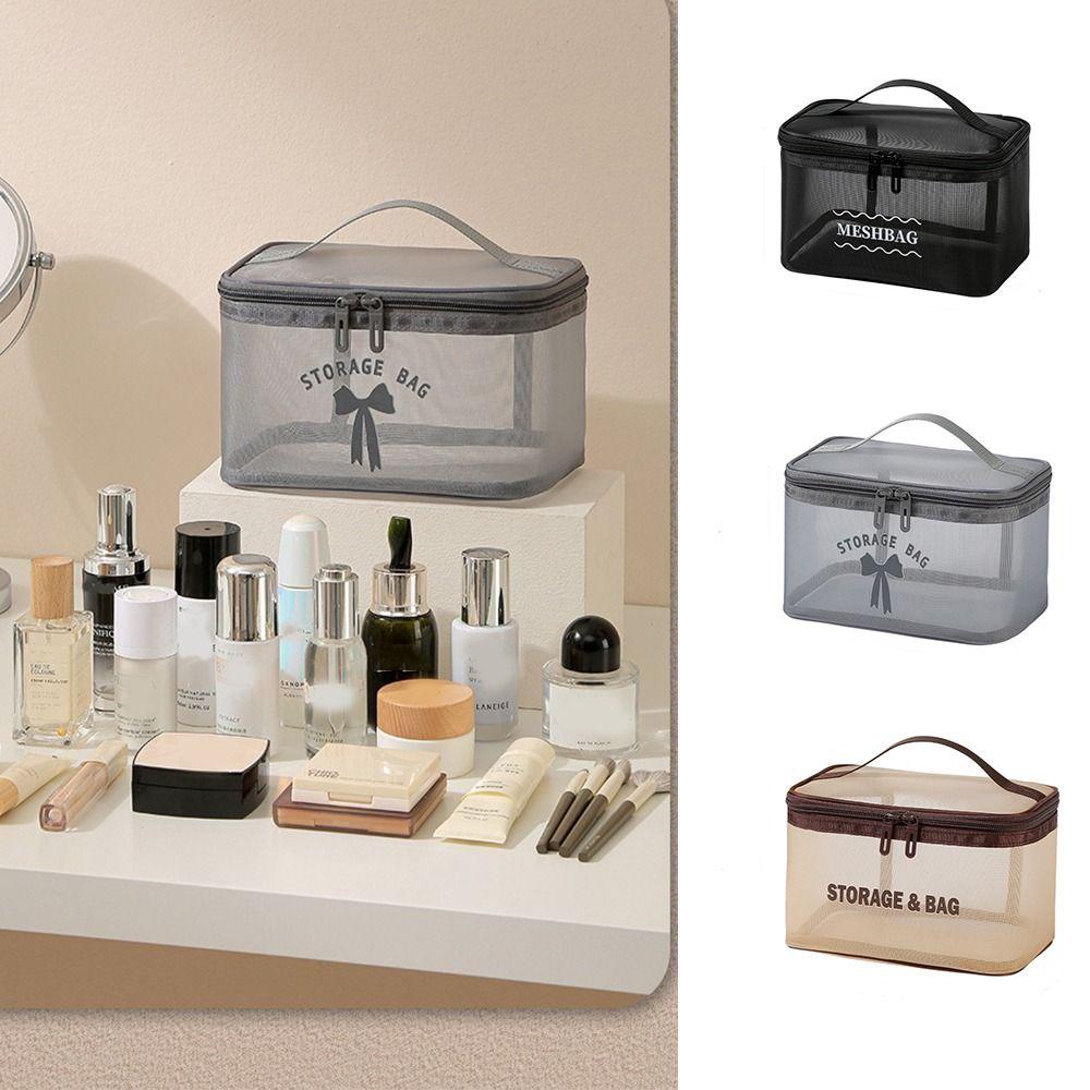 Transparent Toiletry Bag Large Capacity Make Up Organizer Bag Portable Mesh  Cosmetic Bag  Travel