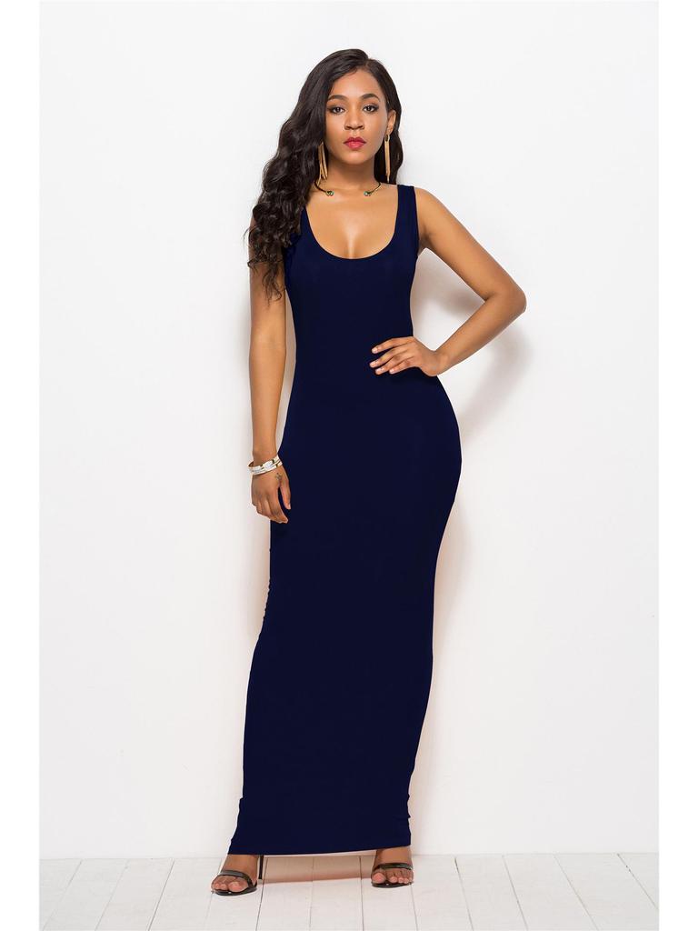 Solid Color Slim Fit Women's Long Vest Dress - Multi-size & Multi-color