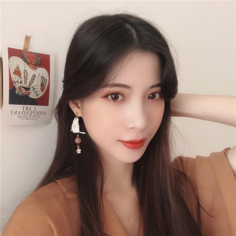 Cute Cat Bunny Butterfly Asymmetric Ear Clips No Piercing Pink Sakura Sweet Kawaii Ear Jewelry For Women