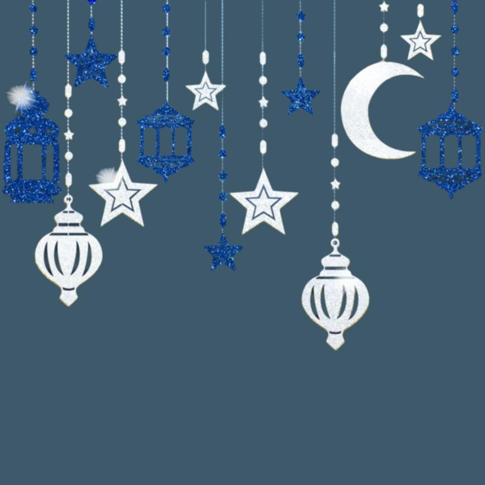 DIY Paper Ramadan Kareem Decor Gold Silver Hang Garland Star Moon Lantern Eid Atmosphere