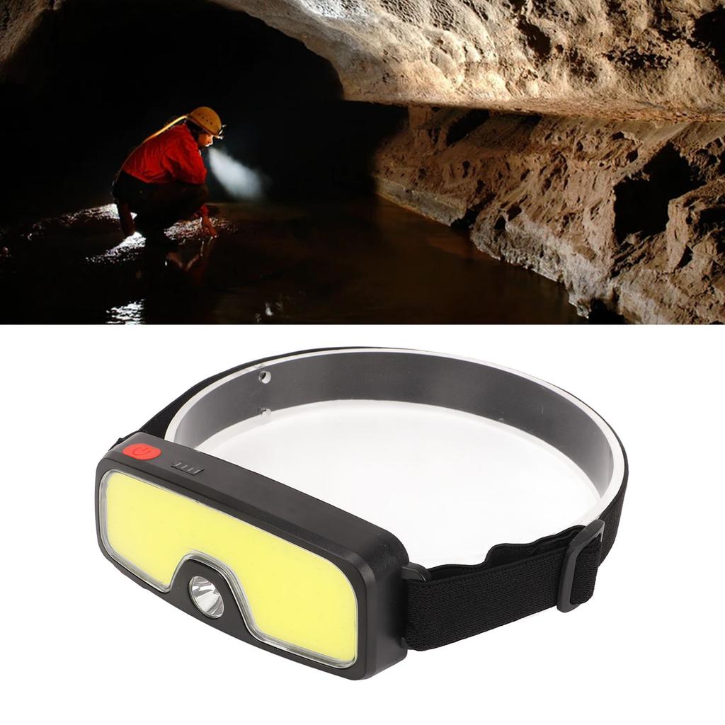 Outdoor Headlamp with 5 Lighting Modes Double Light Source Waterproof Headlight for Running Fishing Camping