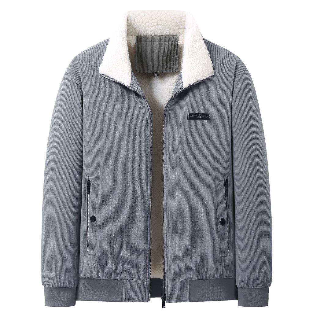Winter Men's Corduroy Lapel Plus Velvet Thickened Jacket Men's Large Size Casual and Fashionable Comfortable Men's Jacket