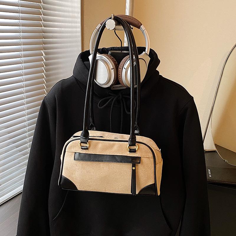 

Осенняя замшевая ретро сумка-боулинг - Женская большая вместительная сумка на плечо в корейском стиле