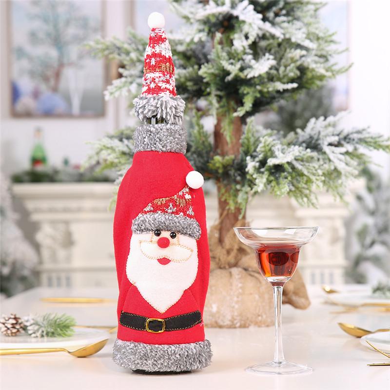 White Plush Bronzing Christmas Champagne Wine Bottle Cover Merry Christmas Decorations Ornament Xmas Navidad Gifts New Year