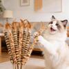Cat Feather Toy Natural Feather Cat Teaser Wand Interactive Kitten Toy Hemp Rope Handle Bite Resistant Relieve Boredom Exercise for Indoor Cats